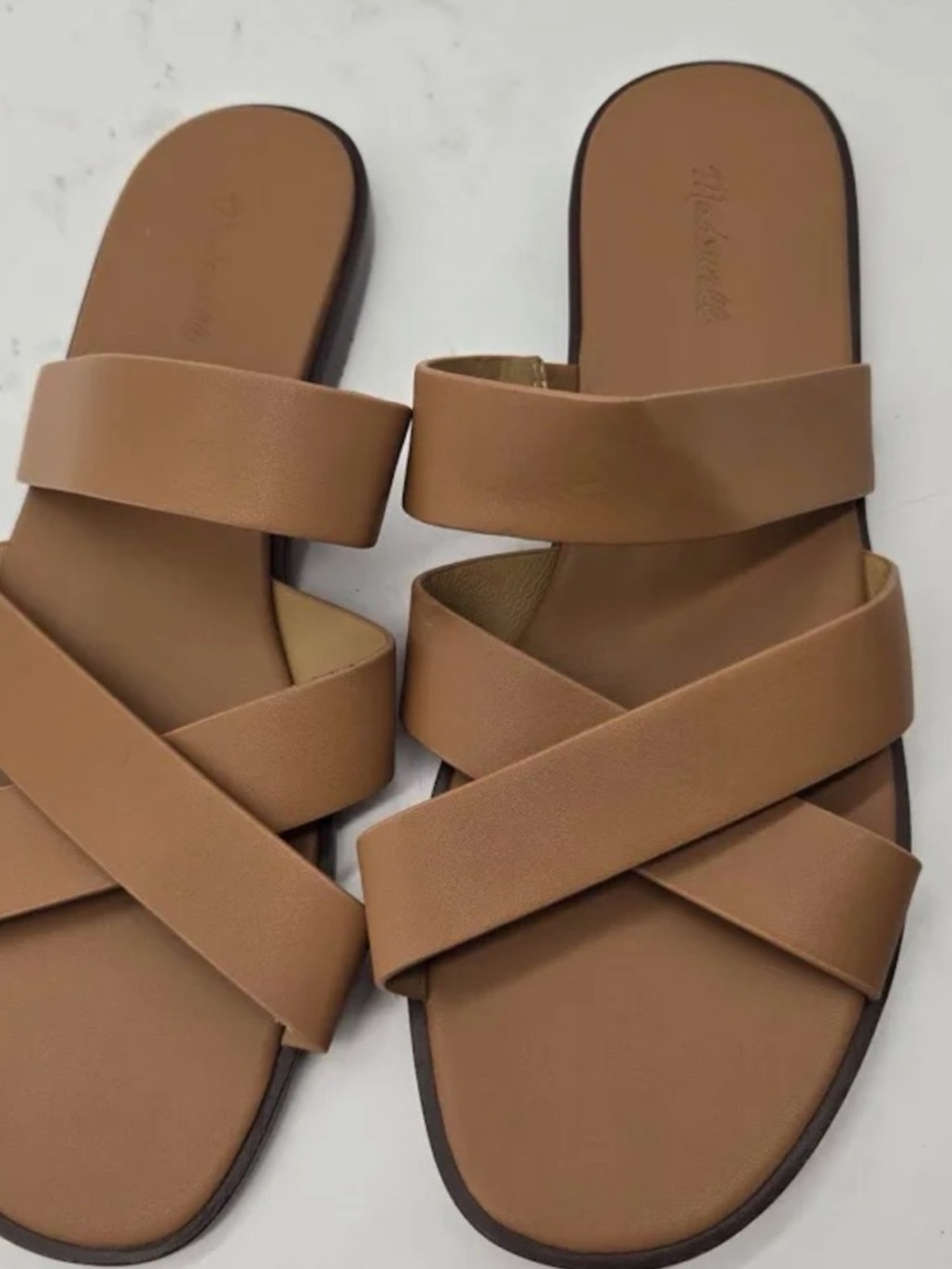 Women's Madewell Mena Tan Crisscross Slide Sandals